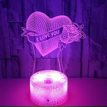 Yatak Odası Dekorasyonu Masa Lambası Sevgililer Günü için Nighdn 3D Yanılsama Lamba Gece Işık Işık Romantik bir Atmosfer Hediye Önerisi  3