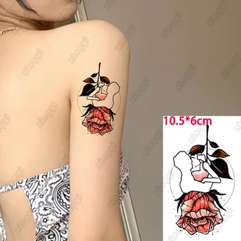 Geçici Dövme Etiket Ayak Bileği Bilek Flaş Sahte Dövme Küçük Macun Vücut Sanatı Dövme Seksi Çift Gül Dudak Baskı Kadınlar için Kız Erkek 13