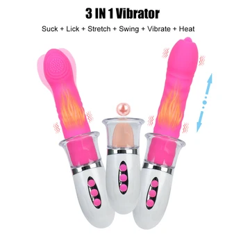 Yapay Penis Genişletici Isıtma Streç Salıncak Dil Yalama Vibratörler Kadınlar için Meme Enayi Klitoris Vajinal Yalıyor Anal Plug Seks Oyuncakları 9