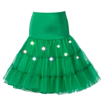 LED Tutu Etek Salıncak Rockabilly Petticoat Jüpon Kabarık Etek Kabarık Pettiskirt Düğün Retro Vintage Tül Etek
