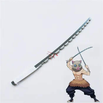 Iblis avcısı Kimetsu Hiçbir Yaiba Hashibira Inosuke PVC Kılıç Cosplay Prop 2 ADET Cosplay Silahları Sahne Cadılar Bayramı Fantezi Parti 1