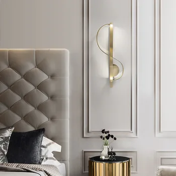 Amerikan Modern S şeklinde Altın Duvar Lambaları Yaratıcı led duvar ışık Lüks Oturma Odası Yatak Odası Koridor Sanat Tasarımcısı Dekor Armatürleri 10