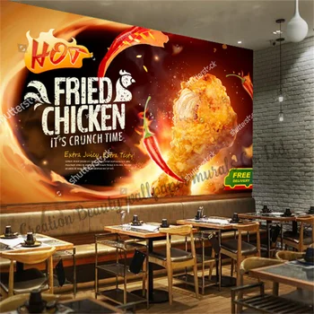 Duvar kağıdı Baharatlı Kızarmış Tavuk Duvar Endüstriyel Dekor Fast Food Restoran Snack Bar Arka Plan Duvar Papel De Parede Papel Tapiz