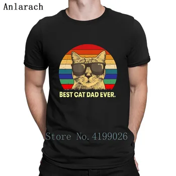 Vintage En İyi Kedi Baba Hiç Kedi Baba Baba 5XL T Shirt Çılgın Bahar Sonbahar Otantik Yuvarlak Yaka Pamuk Baskı İnce Gömlek 14