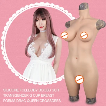 Silikon G Fincan Yarım vücut Sahte Vajina Sahte Boob Meme Külot Askısı Transseksüel Crossdresser Sürükle Kraliçe Cosplay 7