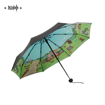 Anime Genshin Darbe Balçık Cennet Çift kullanımlı Şemsiye Taşınabilir Katlanır Güneş Yağmur Şemsiye Öğrenci Kırtasiye Klasörü Havlu