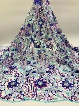 2020 son Afrika Sequins Dantel Kumaş işlemeli Fransız Örgü Tül Dantel kumaş nijeryalı dantel düğün Parti elbise için KCD20152 14