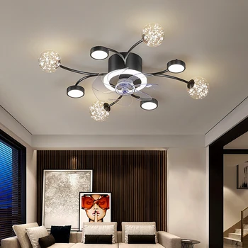 Modern lüks oturma odası dekorasyonu yatak odası ışık uzaktan kumanda Yemek Odası tavan fanı iç aydınlatma ile tavan fanı led  19