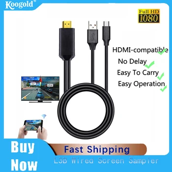 Koogold L3B Siyah TV çubuk mini PC 1080P Ekran Tip-C Kablolu Dongle HDMI uyumlu iOS Android Mac için PC telefon kılıfı Video Döküm Anycast 15