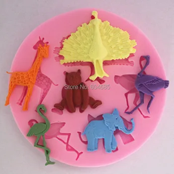 hayvan serisi tavuskuşu devekuşu zürafa fondan kek kalıpları sabun çikolata kalıp mutfak pişirme için FM092 9