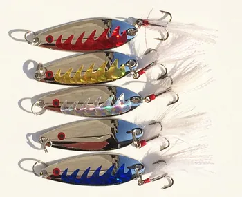 5 Adet / grup 10g metal cazibesi balıkçılık kaşık çizgili bas balıkçılık cazibesi 5 Gümüş renk Yapay yem Balık Mücadele 6