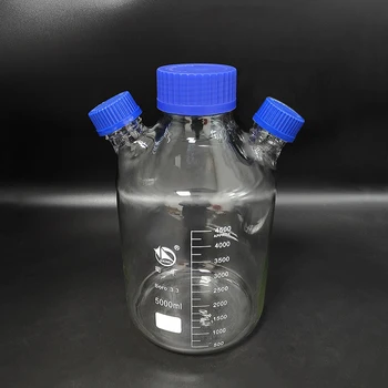 SHUNIU Reaktif şişesi, 3 mavi vida kapakları, Orta GLS80mm, Yan GL45mm, Borosilikat cam, Mezuniyet Örnek Şişeler Plastik Kapak 7