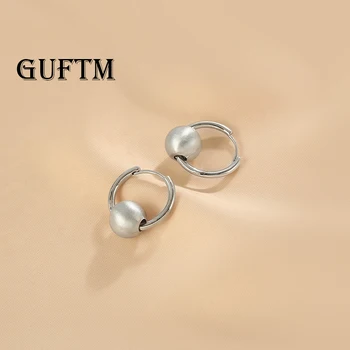 GUFTM Zarif Parlak Yuvarlak Daire Hoop Küpe Kadın Erkek Geometrik Gümüş Renk Küpe 2023 moda takı Hediyeler