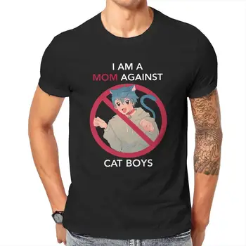 Ben bir Anne Karşı Kedi Erkek T-Shirt Erkekler Yuvarlak Yaka Saf Pamuk T Gömlek japon animesi Kısa Kollu Tee Gömlek Hediye Fikri Tops 15