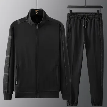 2022 Erkek Spor homme Koşu Takım Elbise Rahat Sonbahar Pamuk İki Parçalı Ceket + Pantolon Gece Yansıtıcı Artı Boyutu 5XL Eşofman Setleri