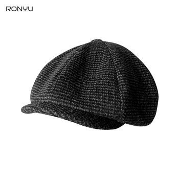 Yeni kışlık şapkalar Erkekler İçin Siyah erkek Newsboy Şapka Vintage Balıksırtı Sekizgen Kap Kadın Bere Gatsby Düz Şapka BJM17 6