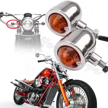 1 pair Krom Metal Dönüş Sinyalleri Amber Işıklar Göstergeler Ampul Bullet Stil Lambası Motosiklet Flaşör Evrensel Fit Harley 13
