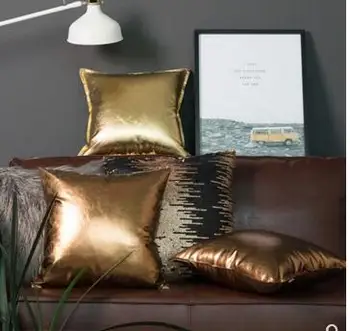 Metalik kanepe pu deri minder örtüsü bel yastık kılıfı Ofis pu taklit bel yastık kılıfı arkalığı için 10