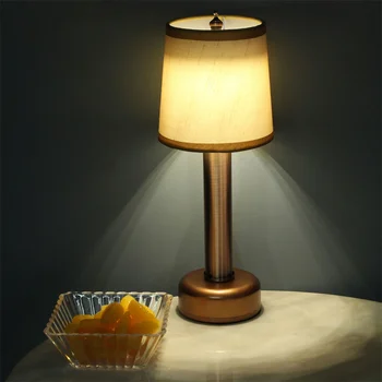 Akülü bar masası Lambası Kumaş Abajur İle LED Başucu Masaüstü Gece Lambası Kısılabilir Restoran Gece Kulübü Sehpa lambası 7