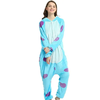 2019 Kış Canavar Pijama Hayvan Pijama onesie Kigurumi Kadın Erkek Unisex Yetişkin Pazen Gecelik Ev giyim Setleri
