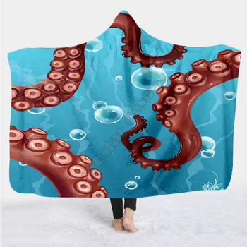 Ahtapot Kapşonlu Battaniye 3D Baskılı Unisex Kapşonlu Battaniye Giyilebilir Battaniye Yetişkinler Çocuklar 03 13