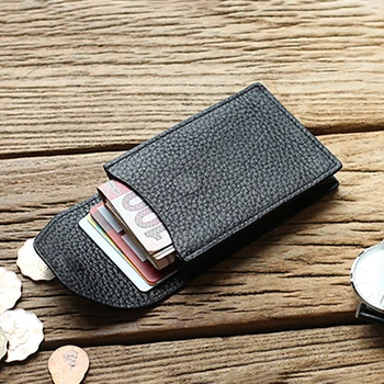 AETOO Kafa inek derisi kart çantası erkek orijinal deri dikey manyetik toka kart paketi iş tam deri küçük bozuk para cüzdanı 10