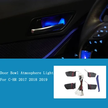 Araba Kapı Kolu Kase atmosfer ışığı İç LED Mavi Kapı Kase Kolu Çerçeve Toyota C-HR 2017 2018 2019 12