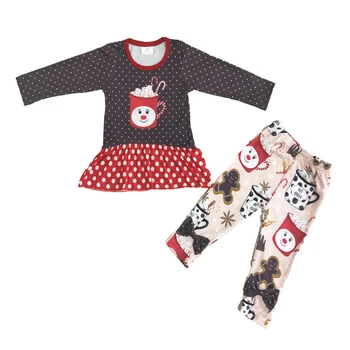 Toddler Kız Uzun Kollu Üst Ve Pantolon Giyim Seti Çocuk Kış Sevimli Desen Kıyafet Moda Noel Giysileri 9