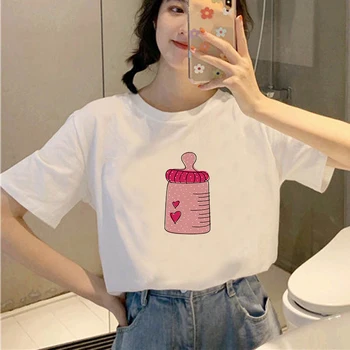 Yaz Kadın T Shirt Şişe Grafik Moda Kadın Giyim Estetik En Tees 2021 Yeni Kadın beyaz tişört Kızlar için Bayanlar 8