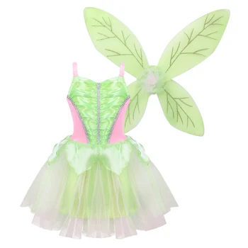 Çocuk Kız Peri Cosplay Kostüm Çocuk Kıyafet Örgü Elbise Işıltılı Kanatları Seti Cadılar Bayramı Giyinmek Rol Oynamak Parti