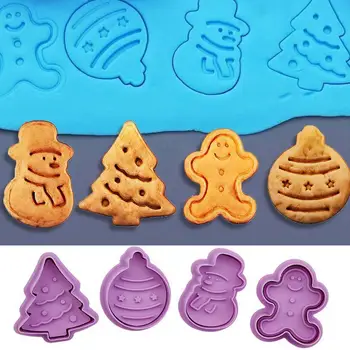 4 adet / takım kurabiye kesici Plastik Karikatür 3D Bisküvi Kalıp Ev Pişirme Malzemeleri Araç Hayvan Noel Ağacı Desen Kalıpları 17