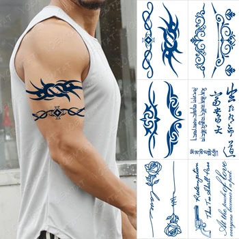 6 adet Suyu Mürekkep Kalıcı Su Geçirmez Geçici Dövme Çıkartma Dövme Alfabe Kına Totem Çiçek Kadın Vücut Sanatı Sahte Dövmeler erkekler 13