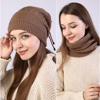 1 ADET Kadınlar Kış Bere Şapka Artı Kalın örme Kap Elastik Ayarlanabilir Şapka İpli başörtüsü Rüzgar Geçirmez Earmuffs Kap 16