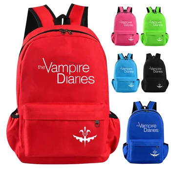 Genç sırt çantası erkek ve kız okul öğrencileri için 3D baskı Vampire Diaries kadın Sırt Çantası tuval Seyahat Günlük Mochilas 12