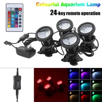Akvaryum RGB ışık sualtı balık tankı ışık gölet dalış peyzaj spot uzaktan kumanda ile 10