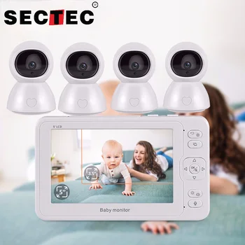 SECTEC bebek izleme monitörü 5 inç Video 1080P Güvenlik Kamera Bebek Bakıcısı Babyfoon Gece Görüş 1 Ekran 4/5 Gözetim Kamera Bebek İhtiyaçları 6