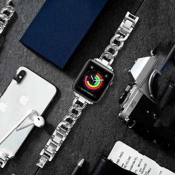 Apple Watch için kayış 6 SE 5 4 40mm 44mm bant Paslanmaz çelik Bilezik İwatch Serisi 6 5 4 3 38mm 42mm Saat Kayışı bileklik 13