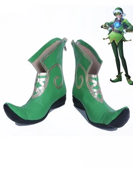 DÜŞÜK Tracer Noel Yeşil Oyun Cosplay Çizmeler Ayakkabı Kadın Cosplay Kostüm parti ayakkabıları Custom Made Çizmeler 7