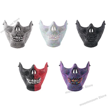 Cadılar bayramı Kafatası Maskesi DIY Elmas Boyama Maskesi Yüz Dekorasyon Parti Maskesi Masquerade Maskeleri Korkunç Yarım Yüz Maskesi Parti Sahne 13
