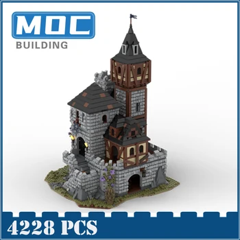 MOC Ortaçağ Kalesi Yapı Taşları Ülke Şehir Villa Sihirli Kale Tuğla Model Seti Bulmaca çocuk için oyuncak Hediye 5