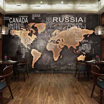 Özel Duvar Kağıdı 3D Arkaik Dünya Haritası Fotoğraf duvar tablosu Restoran Cafe Kitapçı arka plan duvar dekoru Papel De Parede 19