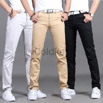 Yeni Pamuk Karışımı Erkekler Kore Pantolon 2022 İlkbahar Yaz Erkek Pantolon Orta bel Düz Rahat Düz pantolon Streetwear Erkek Giyim 3
