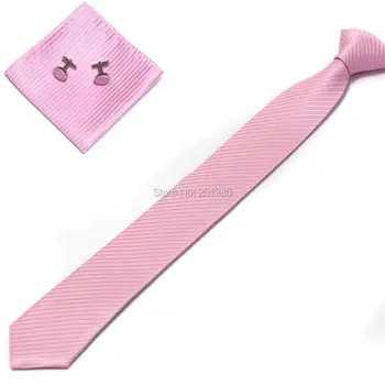 2018 katı şerit erkek sıska boyun kravat seti Cep kare kol düğmeleri 17