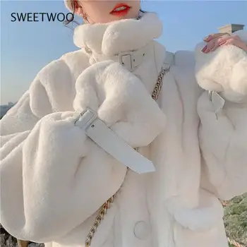 2021 Kış Faux Kürk Ceket Palto Kadınlar Büyük Boy Moda Polar Motosiklet Yumuşak Ceketler Kore Kalın Sıcak Giysiler İnce Gelgit 6