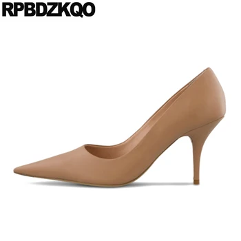 Siyah 8cm Stiletto Lüks Beyaz Modern 2021 Boyutu 4 34 Sivri Burun Resmi Kadın Yüksek Topuklu Pompalar Ofis Çıplak ayakkabı İş Kalitesi 8