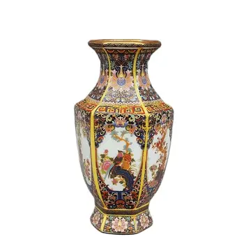 Yeni raflar antika Emaye Altın Çiçek Vazo vazo yüksek dereceli aristokrat kraliyet tarzı dekorasyon, aile koleksiyonu