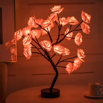 LED gül çiçek masa lambası USB noel ağacı peri ışıkları gece ışıkları ev partisi düğün yatak odası dekorasyon anneler günü hediyesi 10
