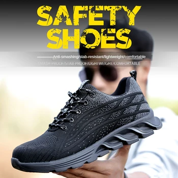 XPAY Güvenlik Ayakkabıları Erkekler Çelik Burunlu Botlar Yıkılmaz iş ayakkabısı Erkekler için Hafif Nefes Kompozit erkek ayakkabıları Boyutu 39-46 6