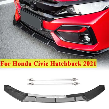 Ön tampon altı spoyler Yan Splitter Kapağı Gövde Kiti Muhafızları w / 15cm Dikme Çubuğu Honda Civic Hatchback Si 2021 Araba Aksesuarları 9