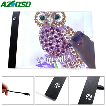 AZQSD Elmas Nakış Mozaik A4 A5 led ışık Tablet Pad Üç Seviye Kısılabilir Ultra İnce Hediye Elmas Boyama Aksesuarları 15